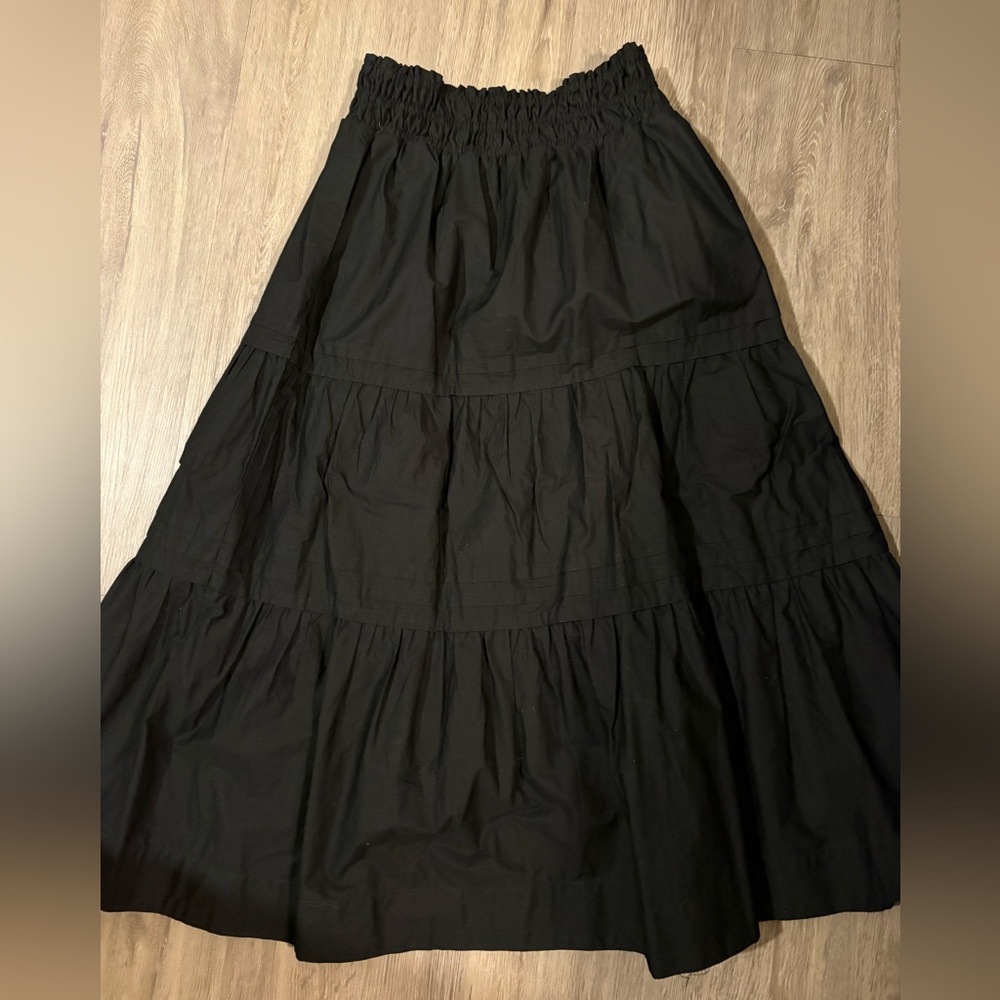 Anthropologie Black Tiered Maxi Skirt